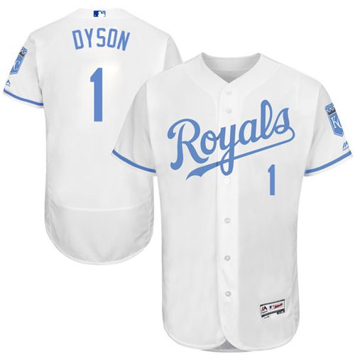 Royals #1 Jarrod Dyson White Flexbase Authentic Collection Father's Day Stitched MLB Jersey